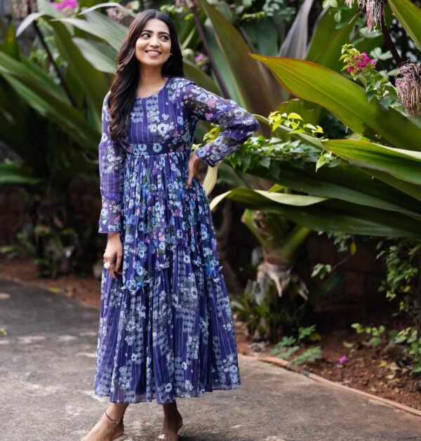 Purple Bloom Handwoven Chanderi Dress