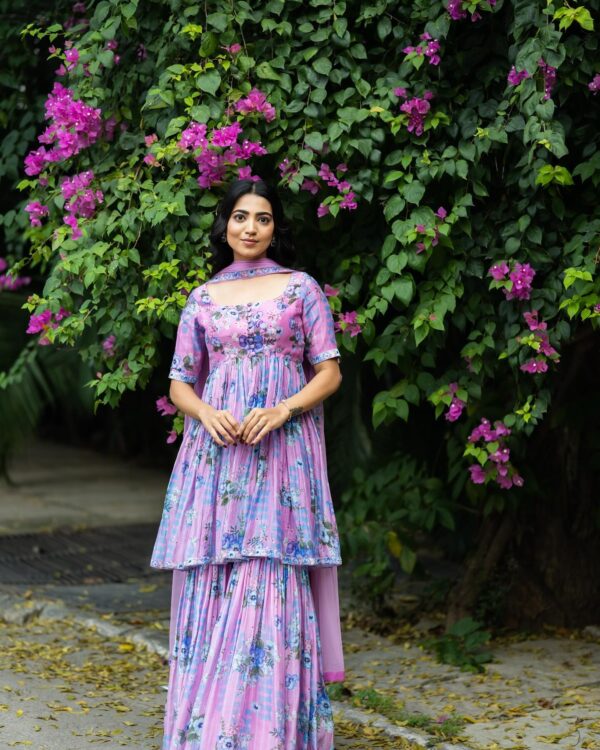 Baby Pink and Blue Bloom Peplum Set